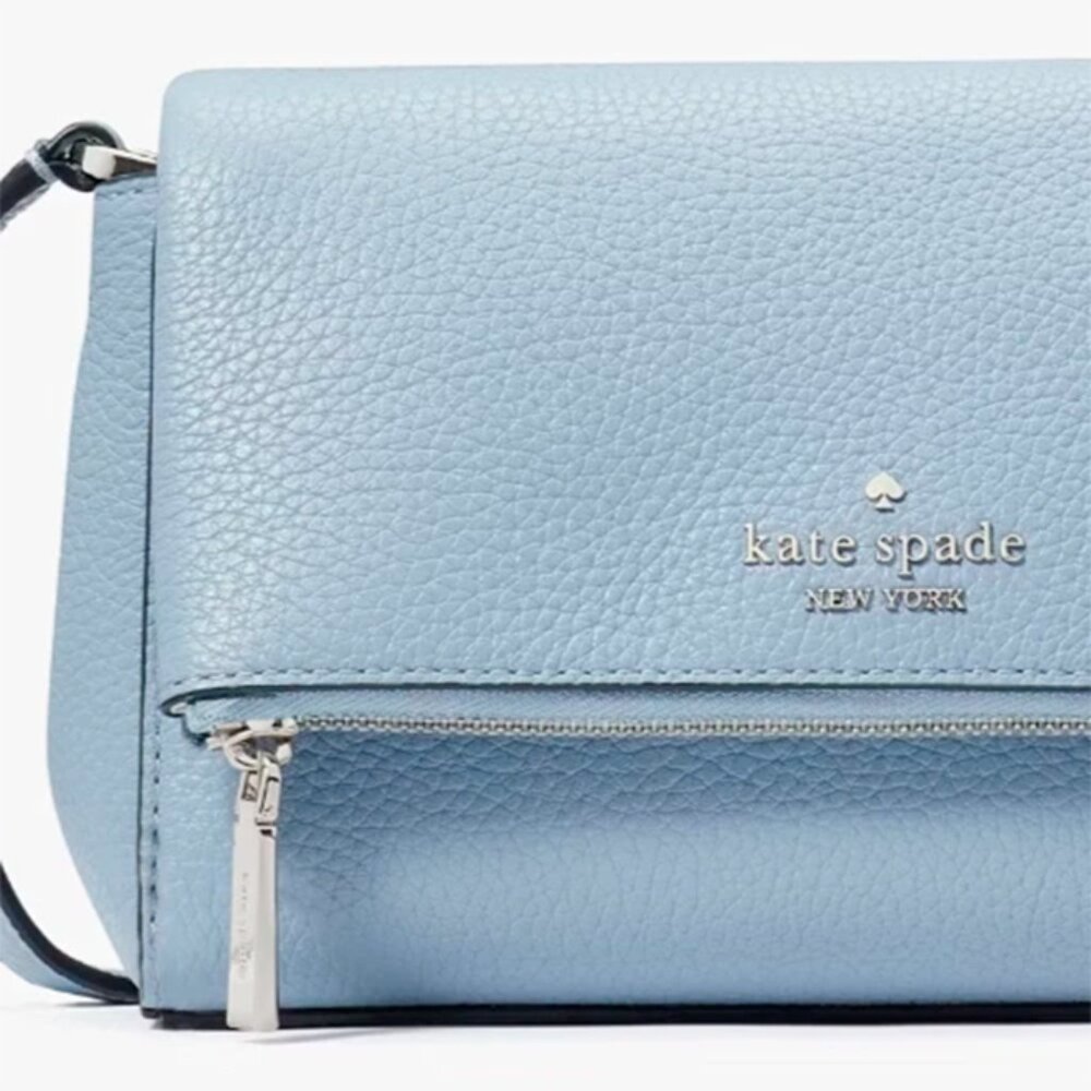 S Kate Spade Leila Mini Zip Crossbody Bag Blue Leather Purse KE487 NWT $329 - Picture 6 of 9